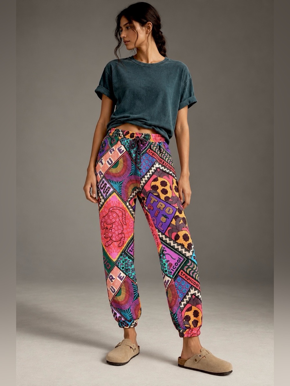 FARM Rio Tropicool Graphic Print Jogger Pants NWT Size M